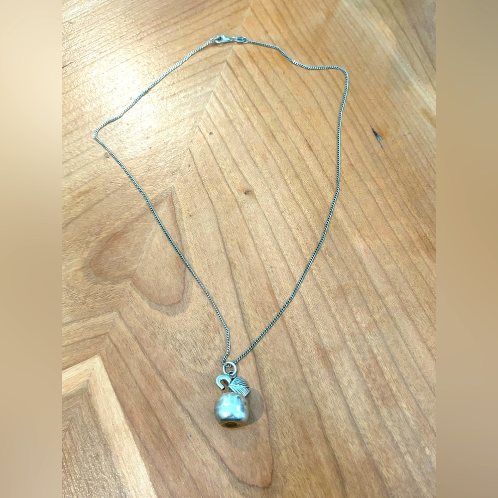 Sterling silver 925 18β chain with solid sterling apple pendant